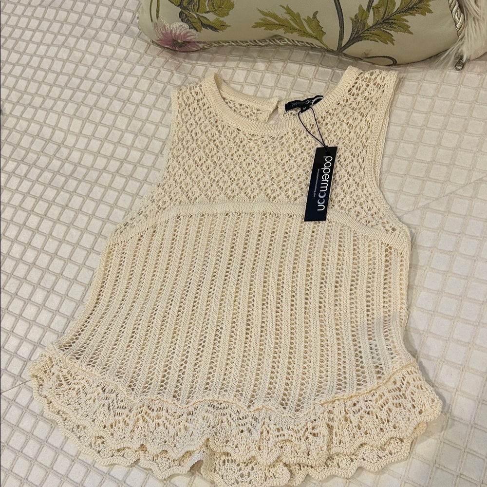 Papermoon Ivory Crochet Knit Top
